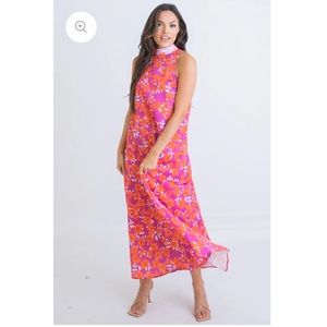 KARLIE Floral Halter Maxi Dress | size Large